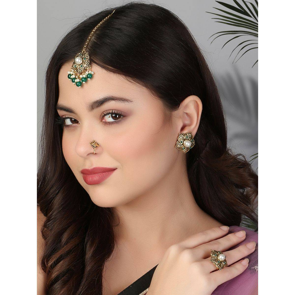 Adwitiya Gold Plated Pearl Jewellery Set