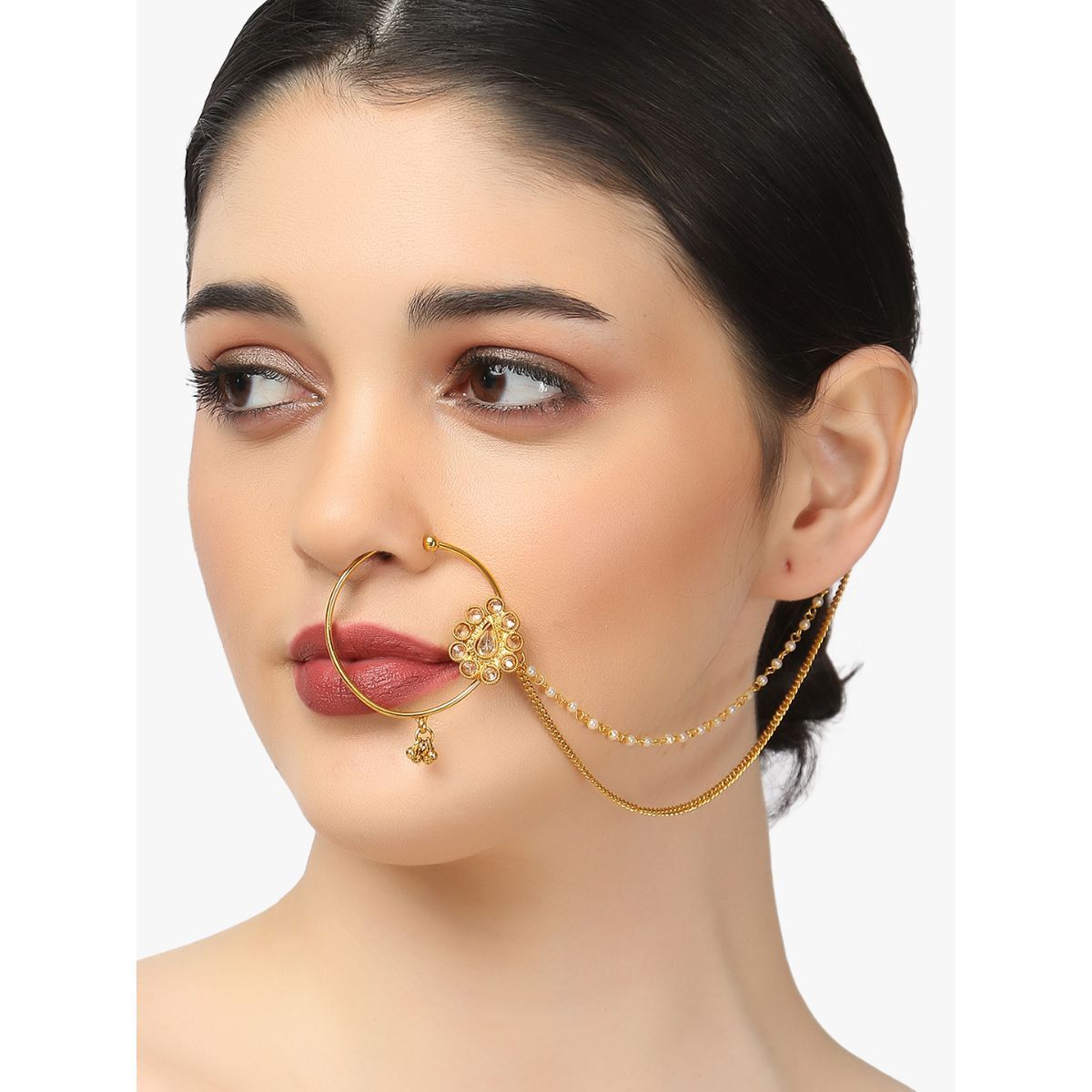 14K Gold Nose Ring with Diamond 20G Double Hoop – OUFER BODY JEWELRY