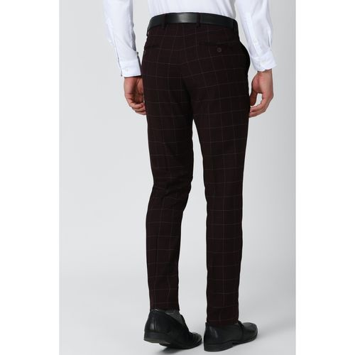 Buy Peter England Men Black Check Slim Fit Formal Trousers online