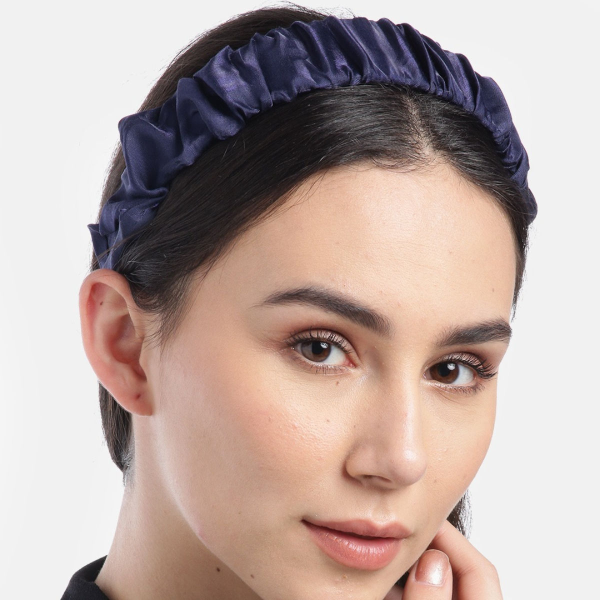 Blueberry Navy Blue Pleated Hair Band