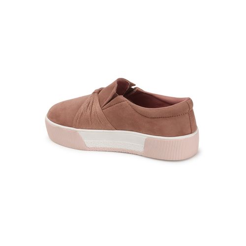 Carlton London Brown Slip-On Textured Women Sneakers (EURO 36)