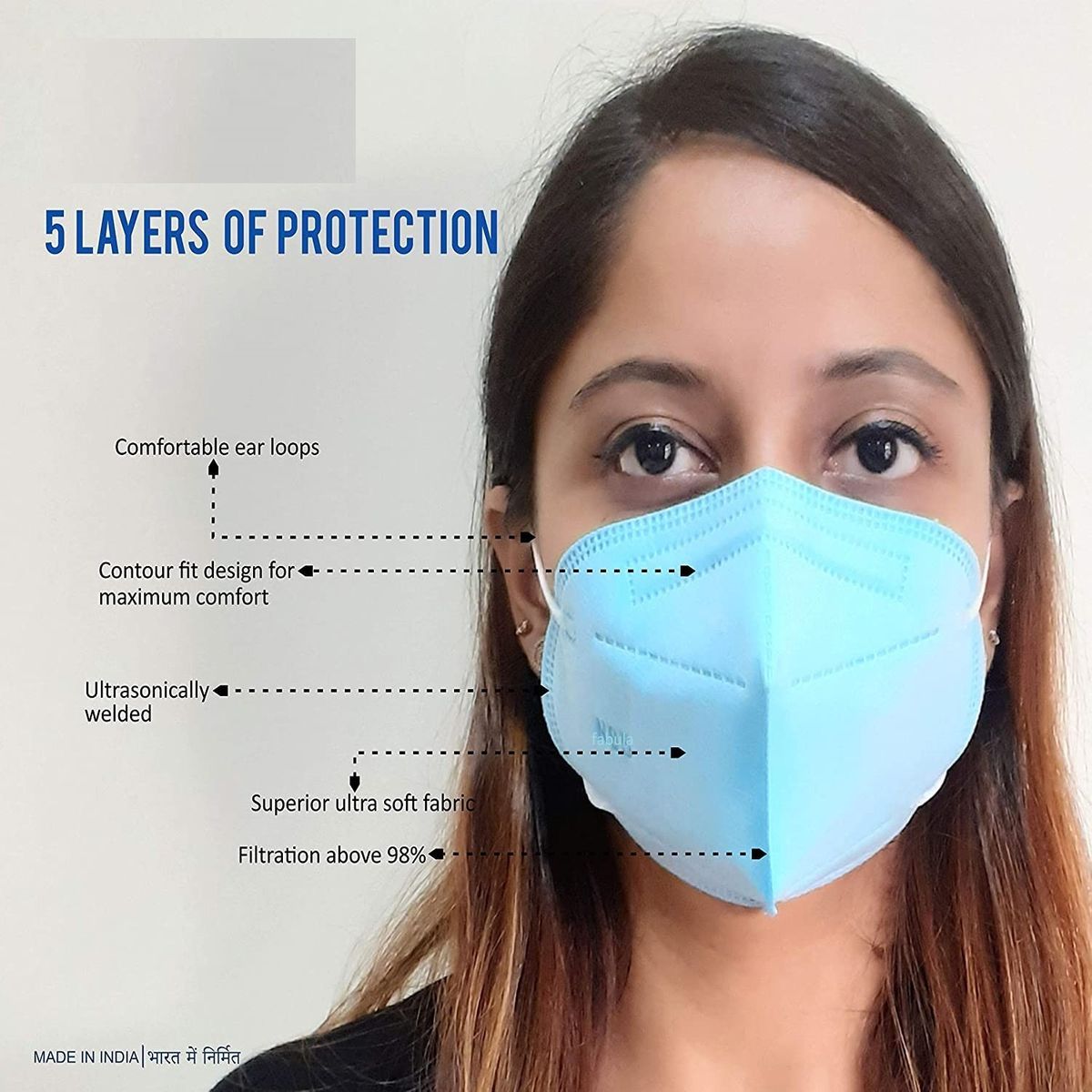 Fabula Pack Of 20 Kn95/N95 Anti-Pollution Reusable 5-Layer Mask (Blue ...