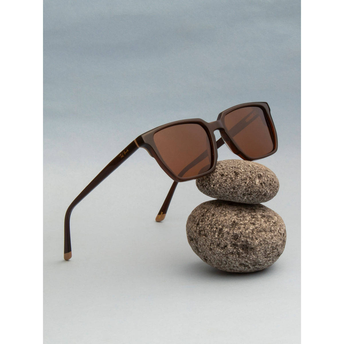TED SMITH Unisex Brown Premium Italian Acetate Sunglasses With Polarized Lenses