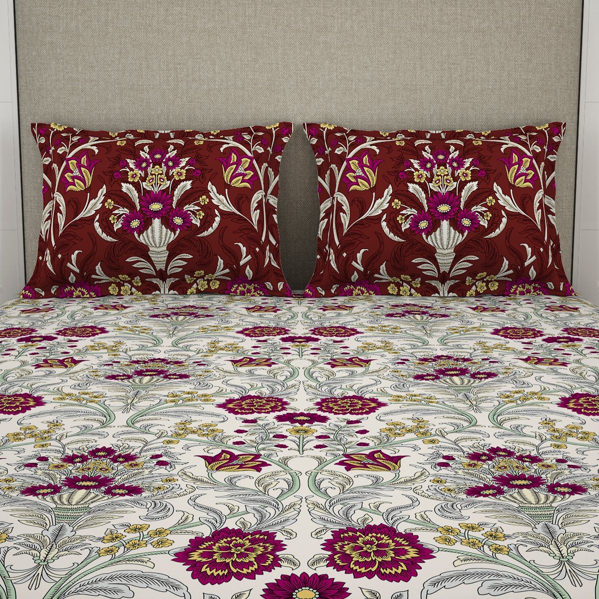 Buy Welspun 100 COTTON Fitted Bedsheet SOFT FEEL SKIN SAFE FESTIVE Online