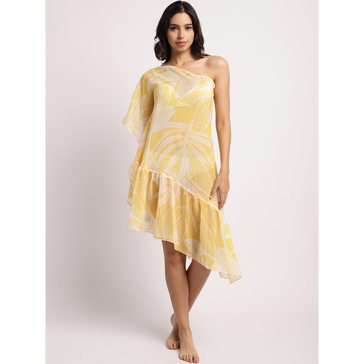 Yellow hot sale sheer dress