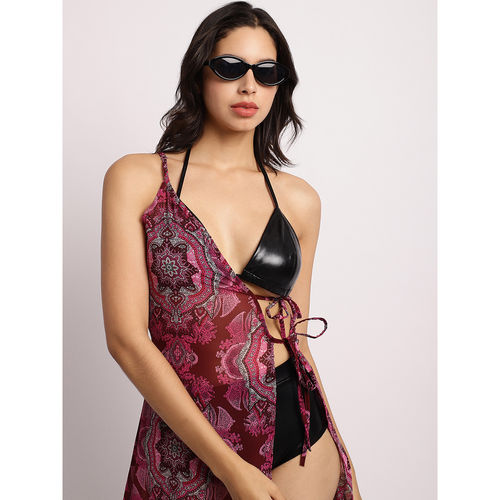 Buy Erotissch Women Purple Ethnic Motifs Printed Semi Sheer Maxi Swimwear  Cover Up Dress Online