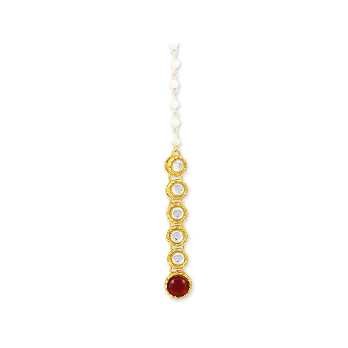 Karatcart Traditional GoldPlated Kundan Maang-Tikka For Women