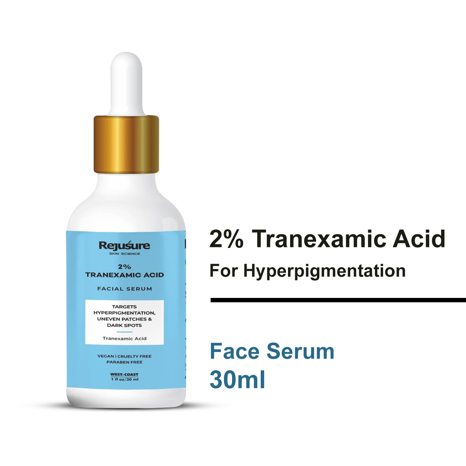 Rejusure Tranexamic Acid 2% Face Serum For Hyperpigmentation, Uneven Patches & Dark Spots