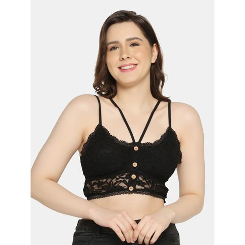 Buy Da Intimo Front Button Design Lace Bralette - Black Online