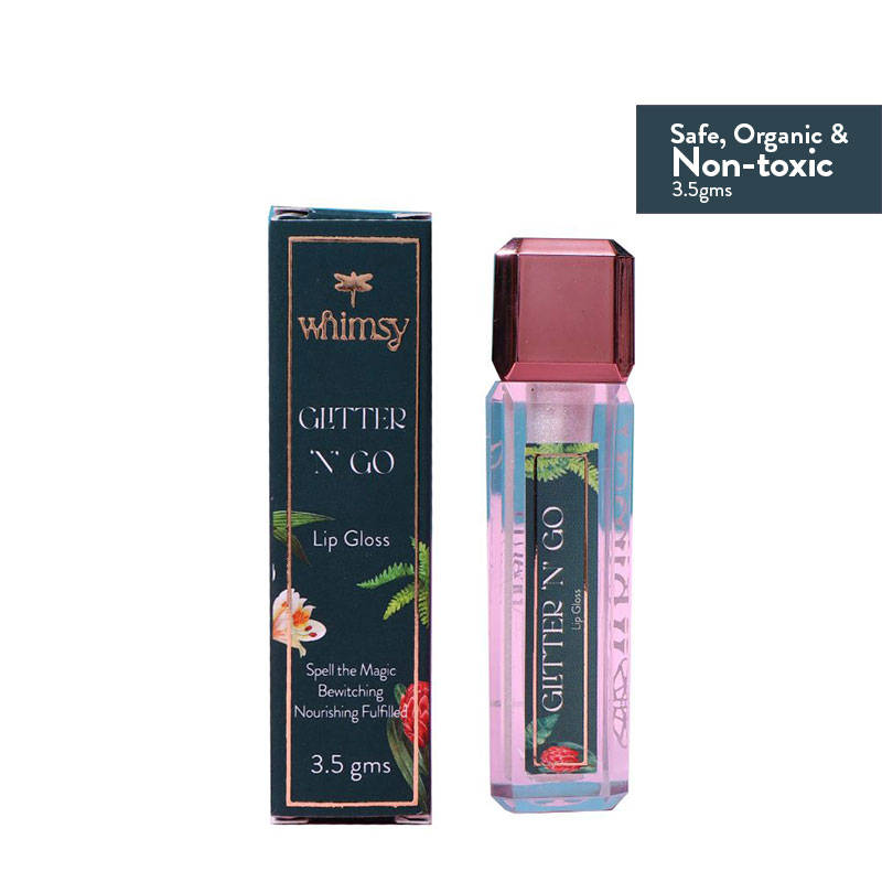 Whimsy Beauty Safe & Organic Non-Sticky Lip Gloss For Teen And Preteen Girls (Glitter N Go)