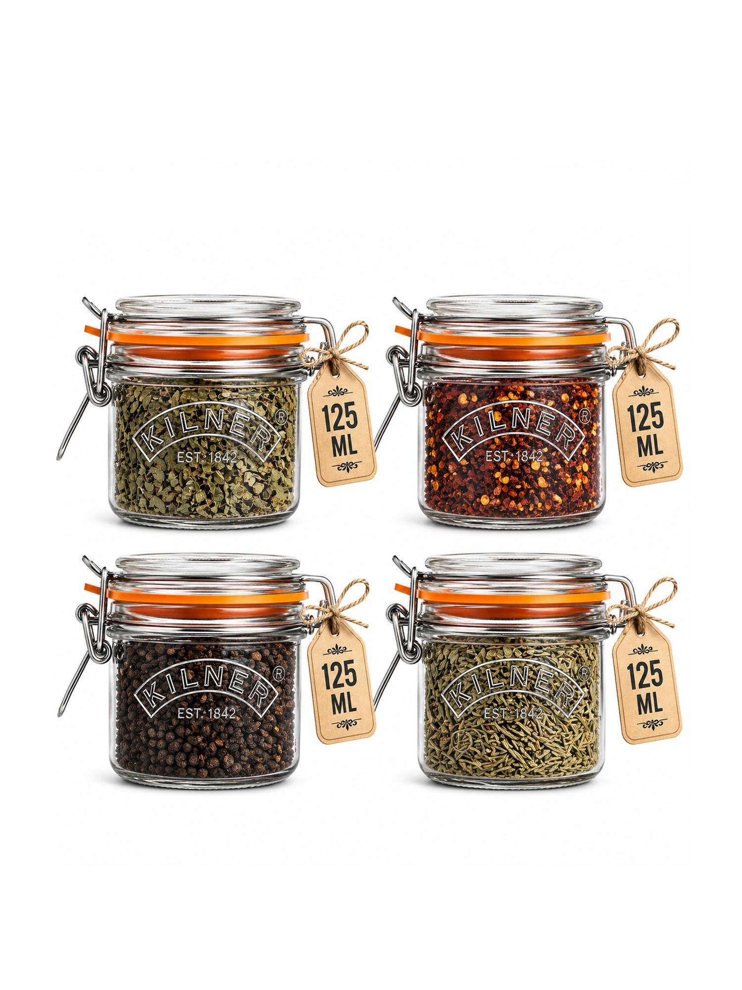 Kilner Premium Airtight Clip Top Glass Food Jar 125Ml Bpa-Free (Pack Of 4)