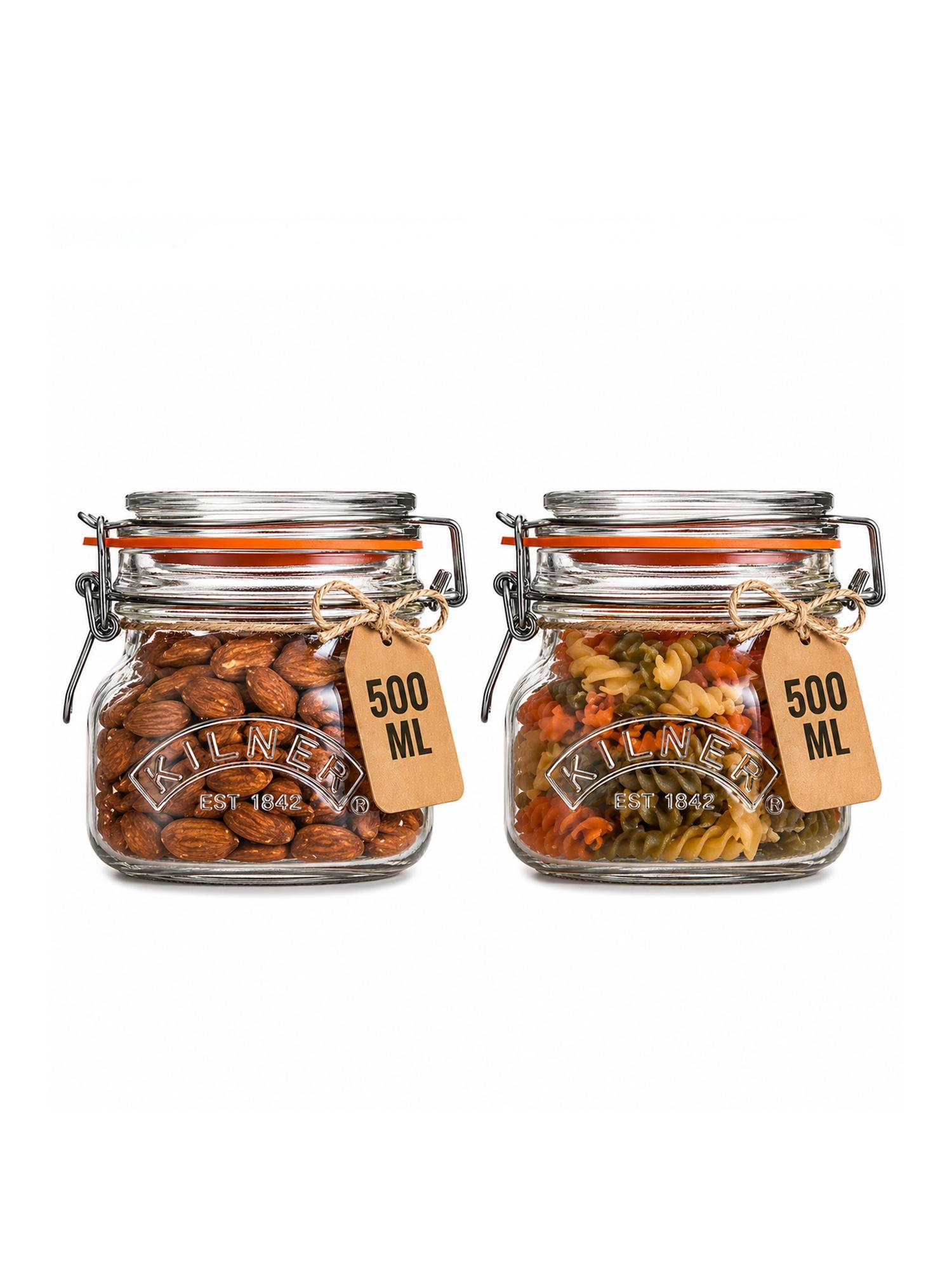 Kilner Premium Airtight Square Wire Clip Top Glass Food Jar Kitchen (Pack Of 2)