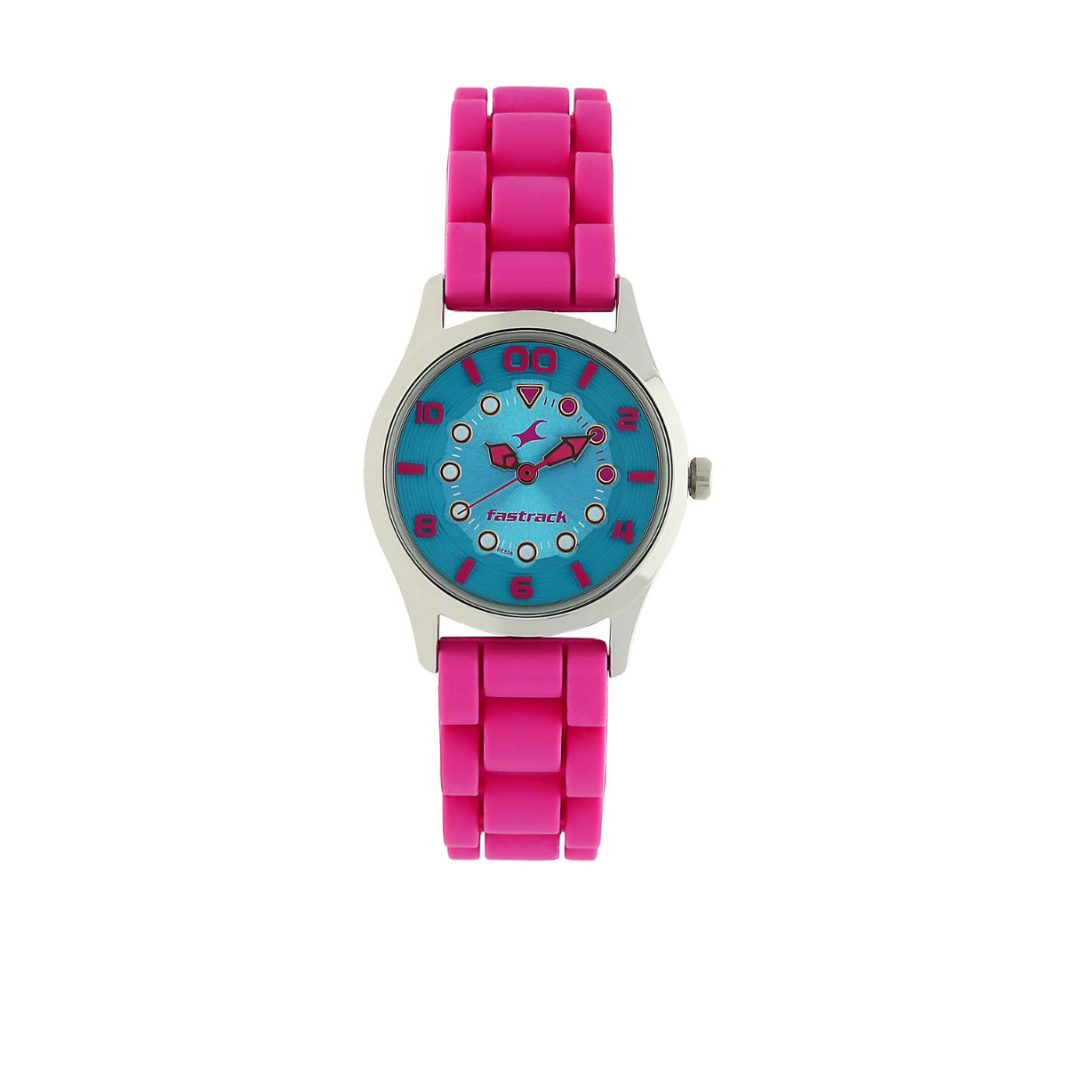 Fastrack Blue Dial Pink Strap Watch