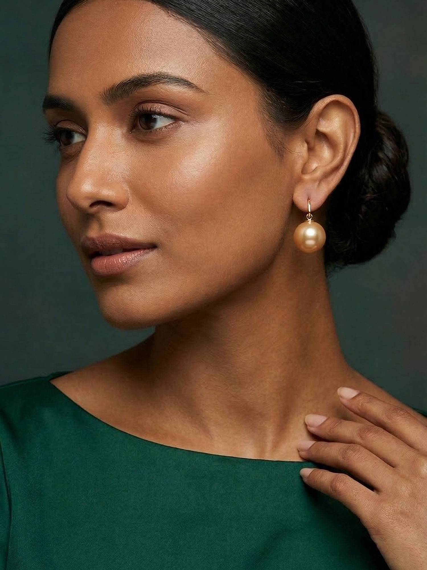 Niscka Gold Plated Bright Cream Pearl Drop Earrings