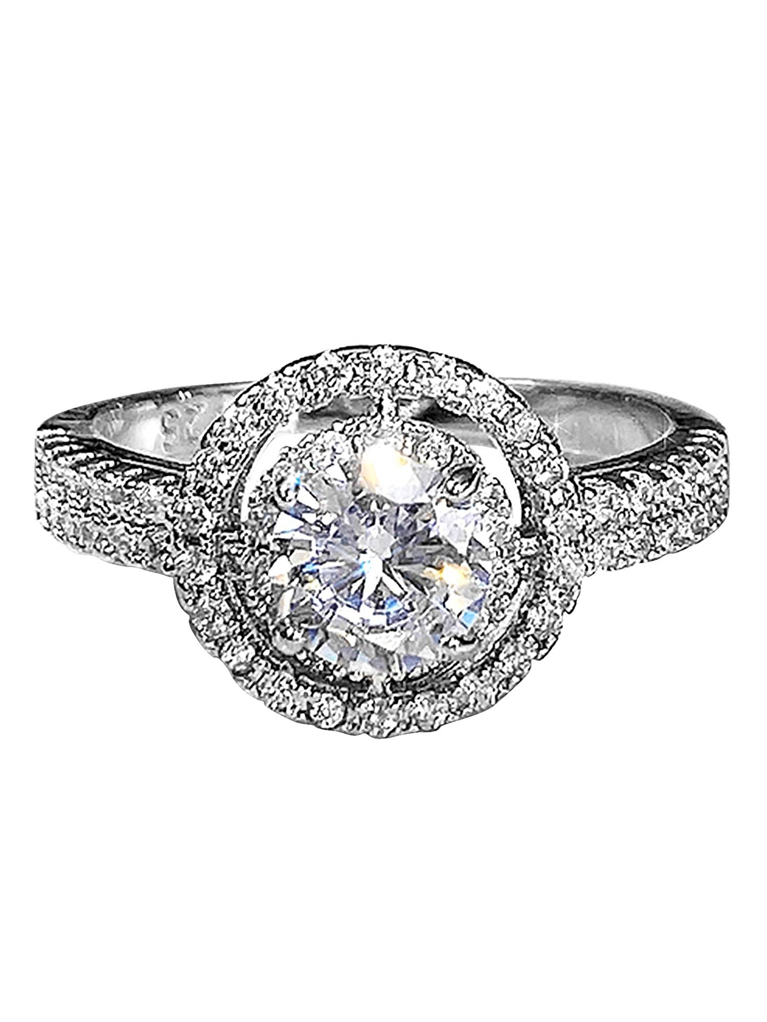 Peora American Diamond Studded Silver Plated Ring Women