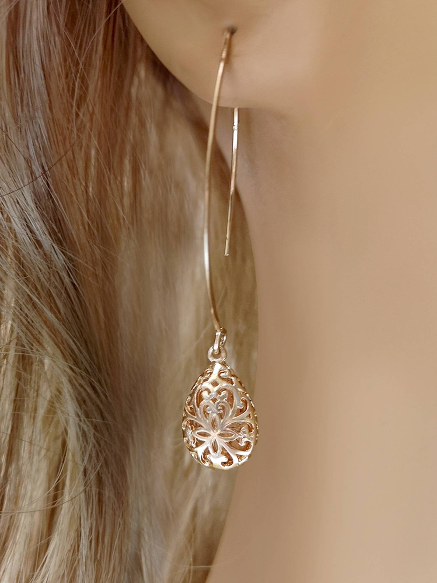 Peora Gold Plated Drop Earrings for Women