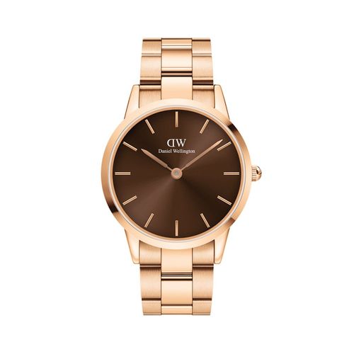 Daniel Wellington Couple Watch Gift Set Iconic Link Amber 40mm 32mm Rose  Gold Watch