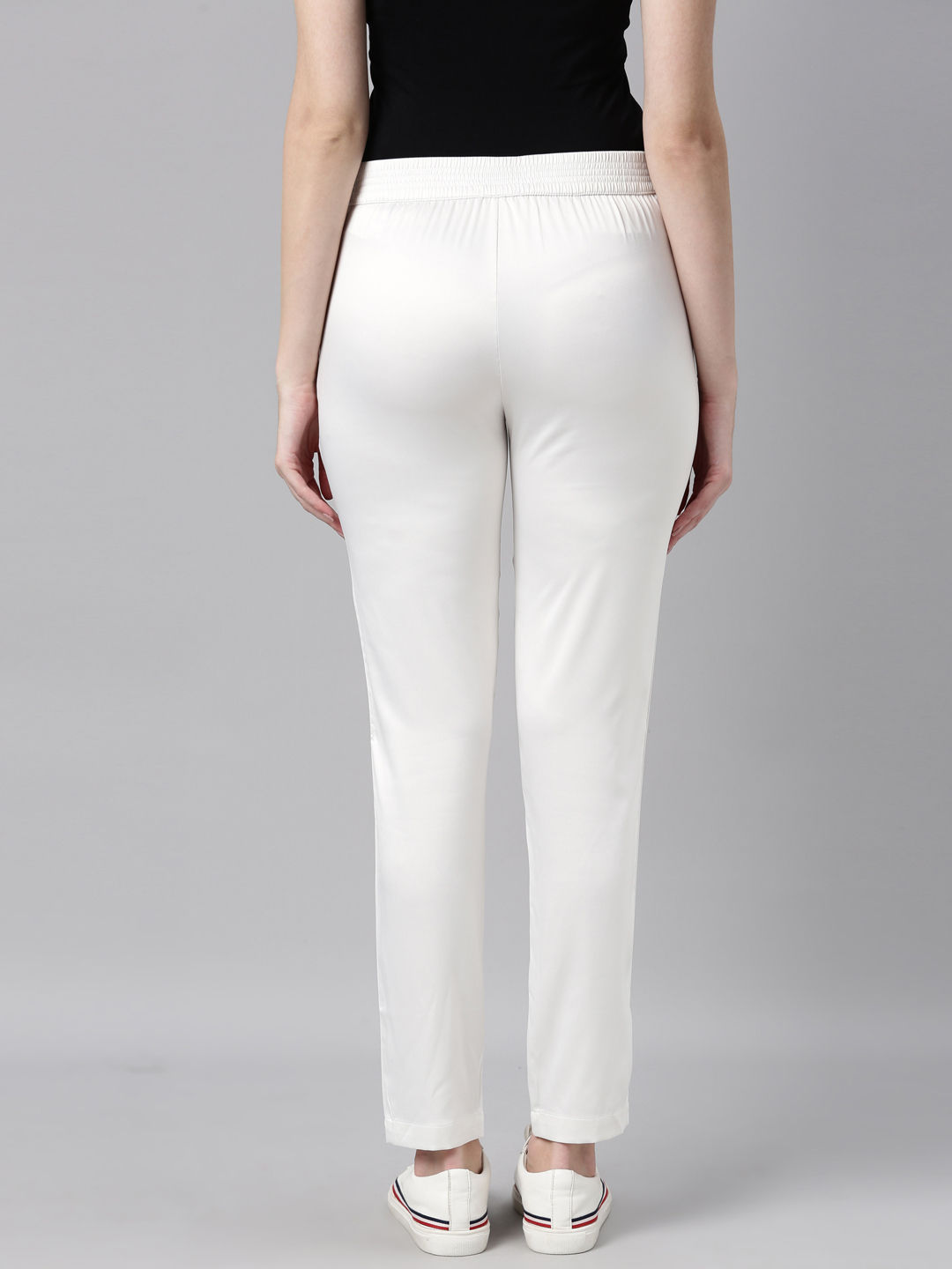 White Solid Women Regular Fit Cotton Trouser | Regular Fit – Naariy