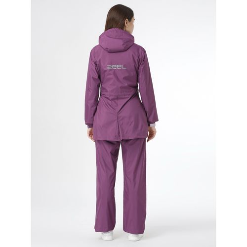 Buy ZEEL Premium Colorblock Purple Women Rain Jacket with Pant - Main Image