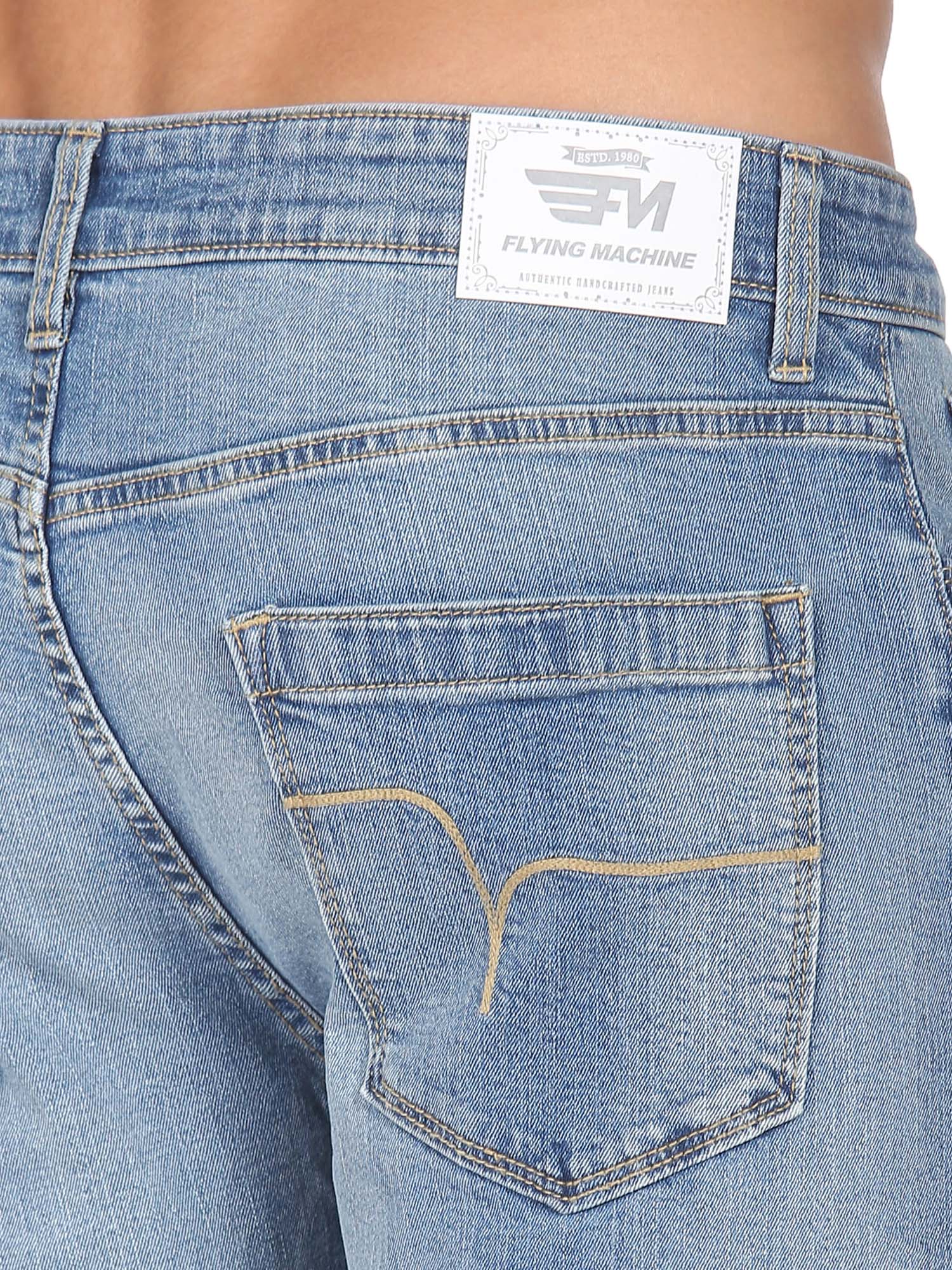 Buy Flying Machine Slash Slim Straight Fit Stone Wash Jeans-Blue Online