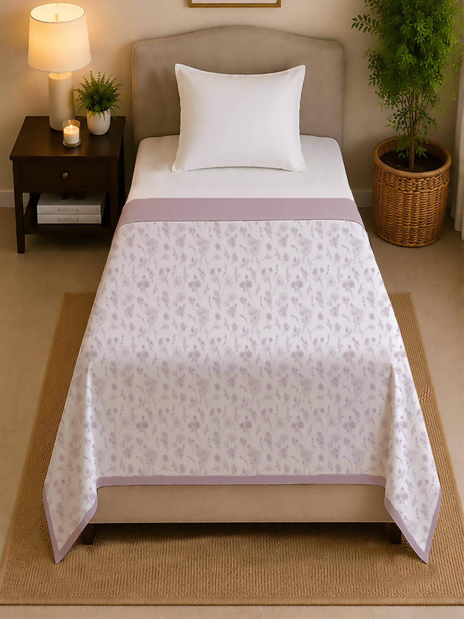Linen Home Reversible Dohar Single Size Floral Mauve
