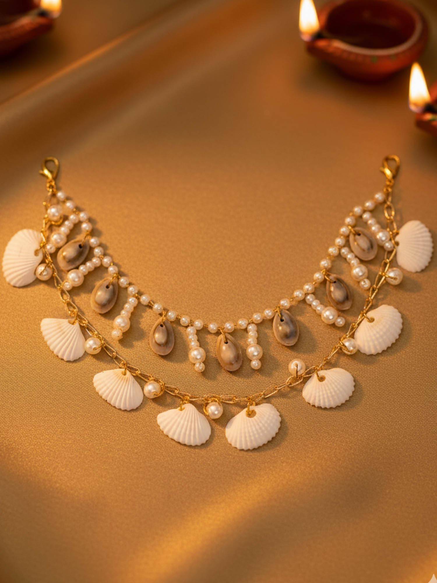 Hair Drama Co. Women White Shell and Pearl Hair Chain