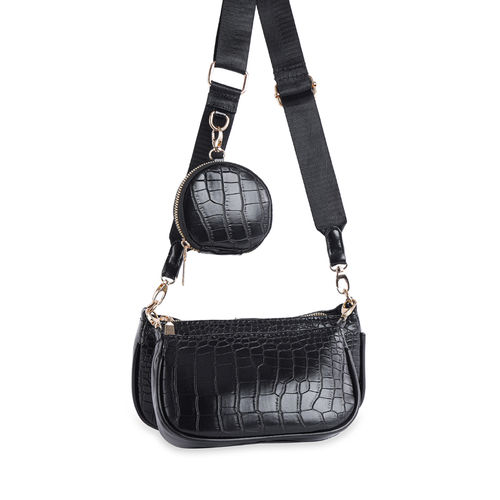 Buy NUFA Croc Coin Black Purse Crossbody Bag Online