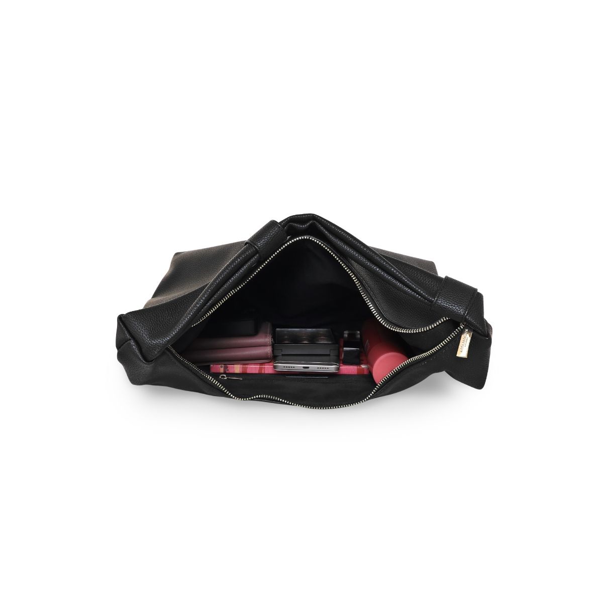 Accessorize London Womens Black Faux Leather Scoop Shoulder Bag Buy
