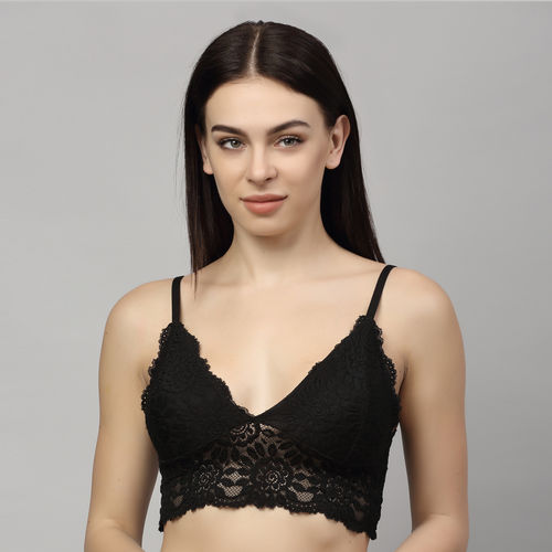 Lace Bralette With Extenders Thin Adjustable Strap Padded Cute Triangle  Bralette Lace Bra For Women (with Chest Pad) Padded Underwire Bra