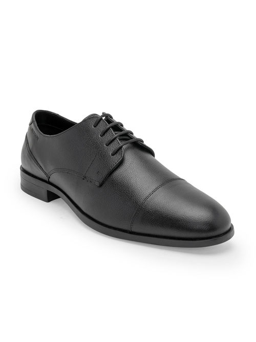 Red Tape Mens Solid Black Genuine Leather Formal Derbies Shoes
