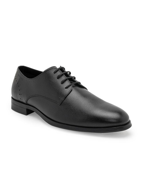 Buy Red Tape Mens Solid Black Genuine Leather Formal Derbies Shoes
