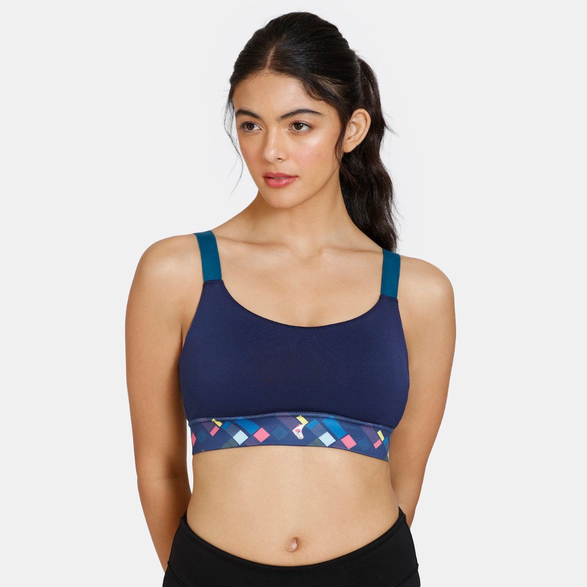 Zivame Quick Dry Sports Bra With Removable Padding Evening Blue Buy
