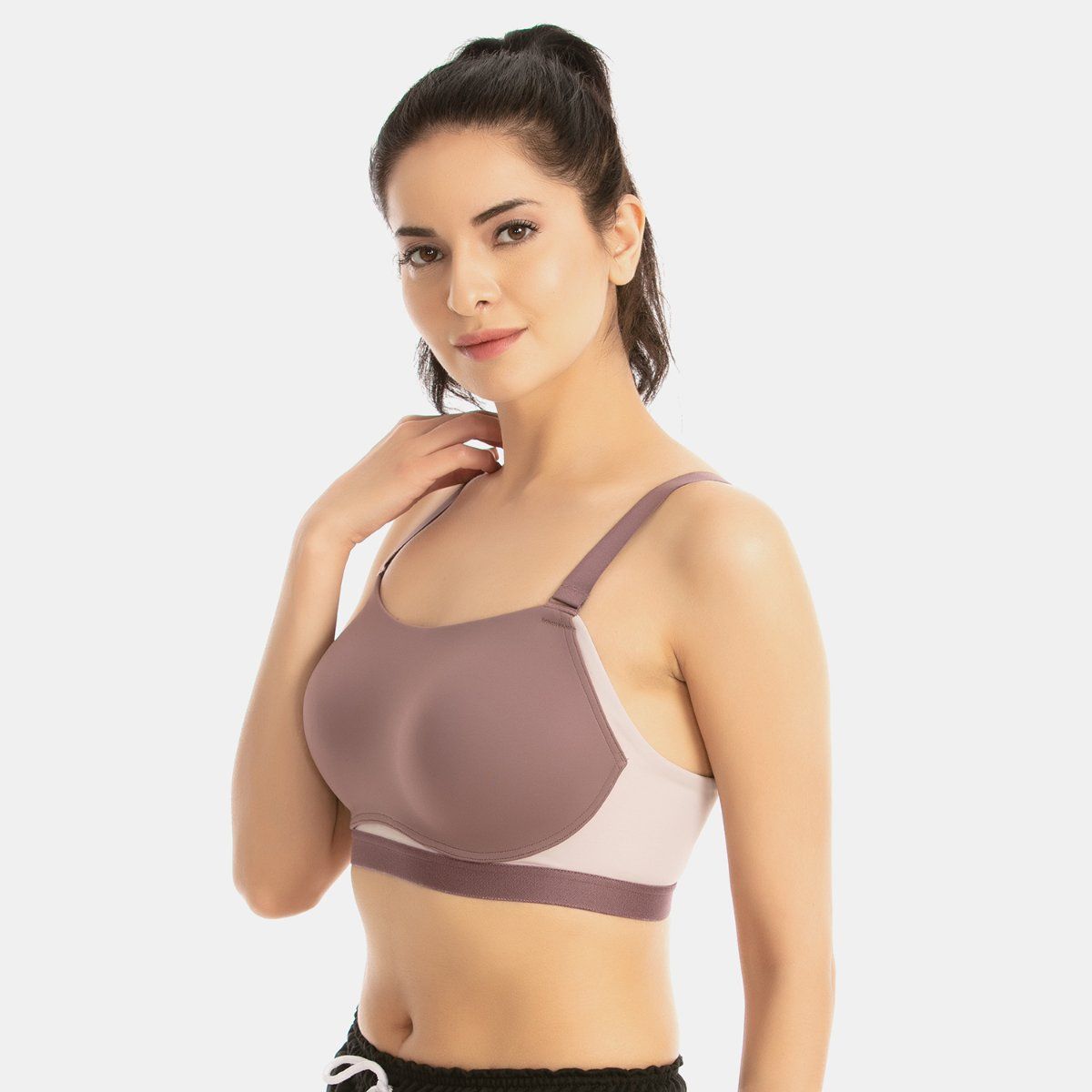 Zivame Zelocity High Impact Padded Wide Waist Band Sports Bra Mauve2