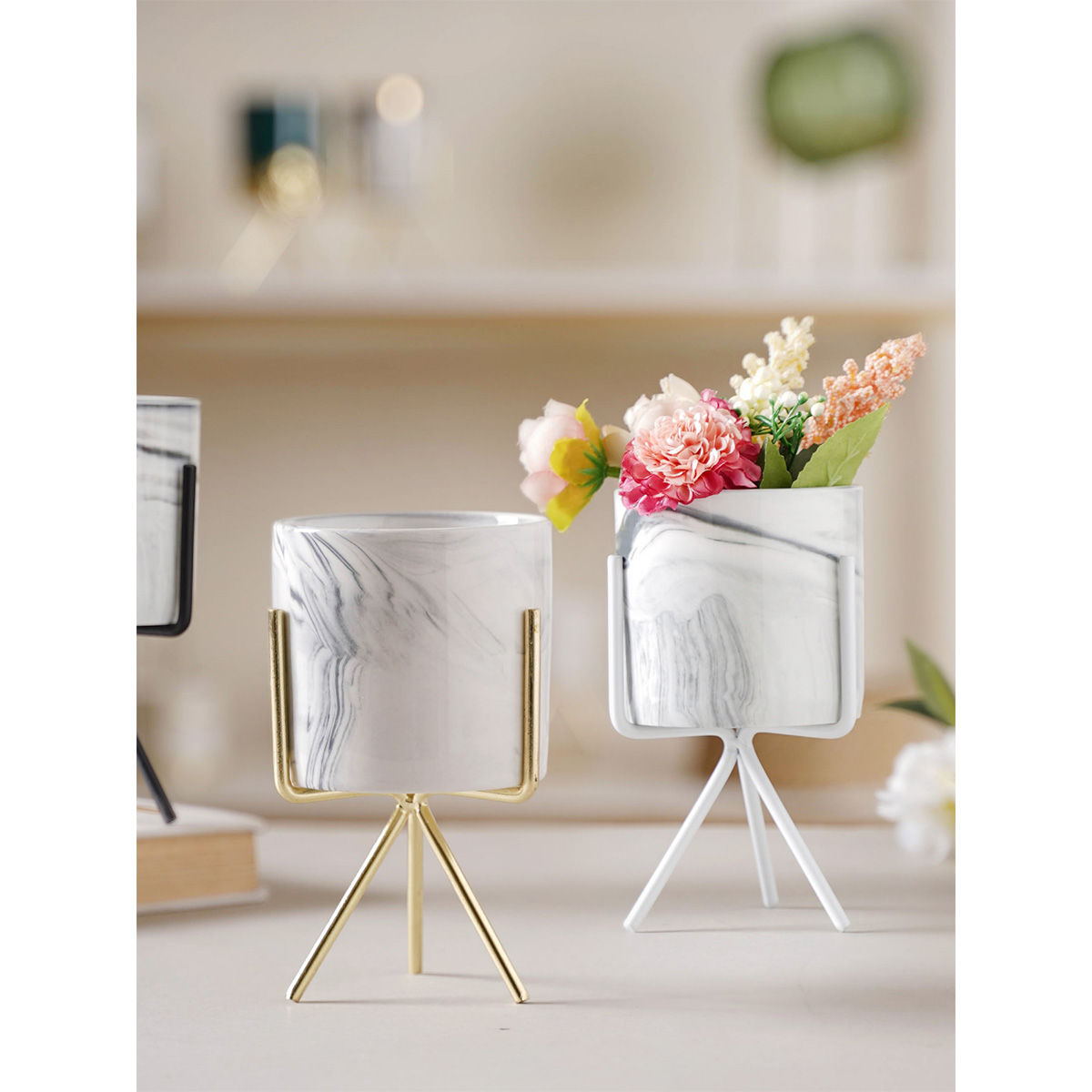 Buy Nestasia Marble Effect Pot With Stand Online