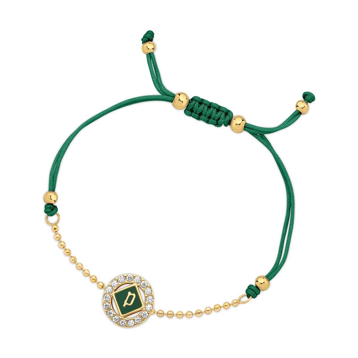 Police Luck Gp Green Enamel Crystal Cord Slider Bracelet For Women