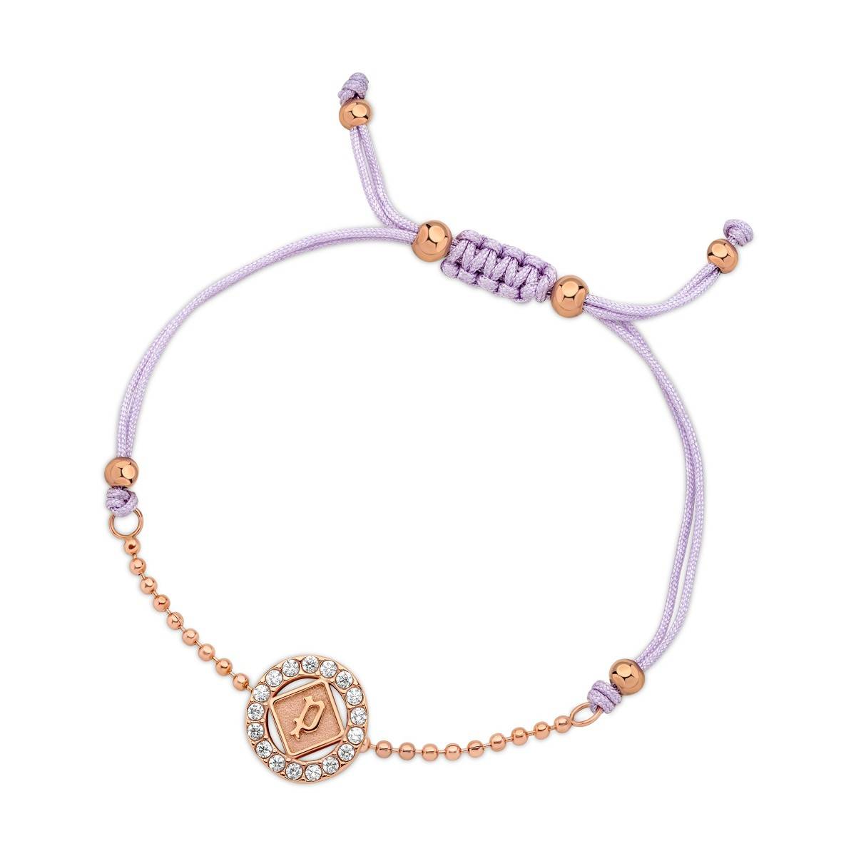 Police Luck Rg Crystal Purple Cord Slider Bracelet For Women
