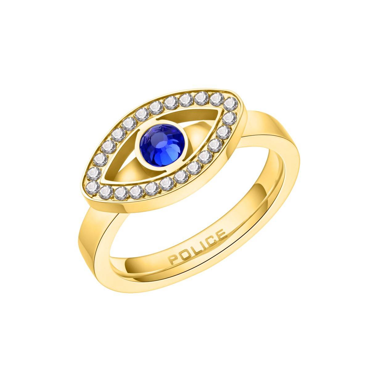 Police Eye Gp Blue and White Crystals Rings For Women