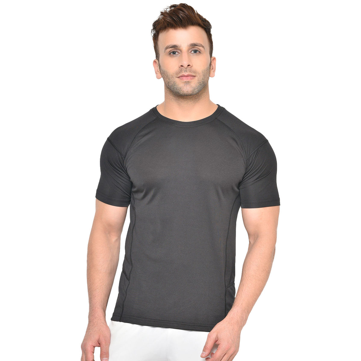 CHKOKKO Men Round Neck Regular Dry Fit Gym Sports T-Shirt (XL)
