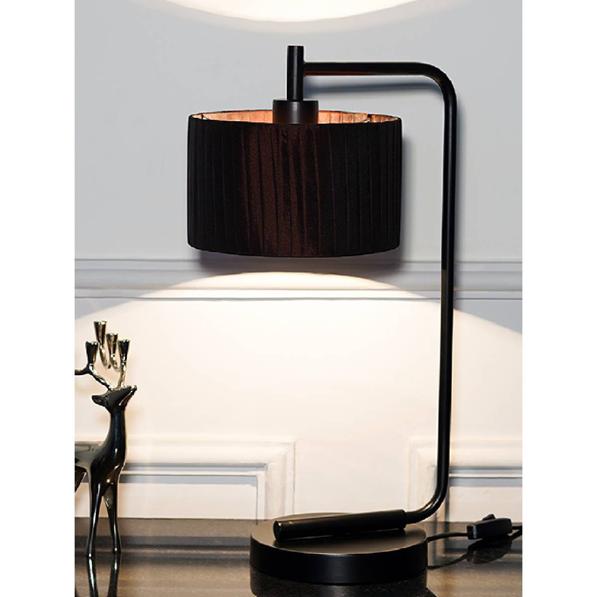 Buy Kapoor Lamp Shades Bond Black Metal Study Table Lamp with Dark ...