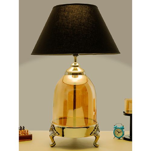 Buy Kapoor Lamp Shades Serenity Amber Glass Table Lamp with Black