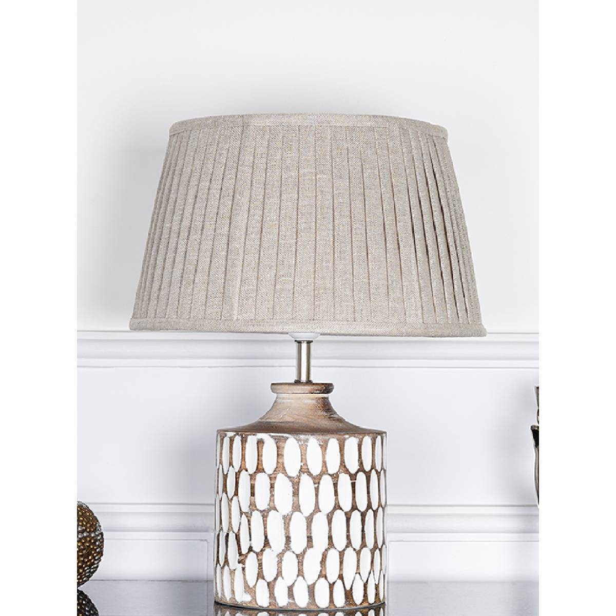 Buy Kapoor Lamp Shades Garlen Natural Carved Wood Table Lamp with Beige ...