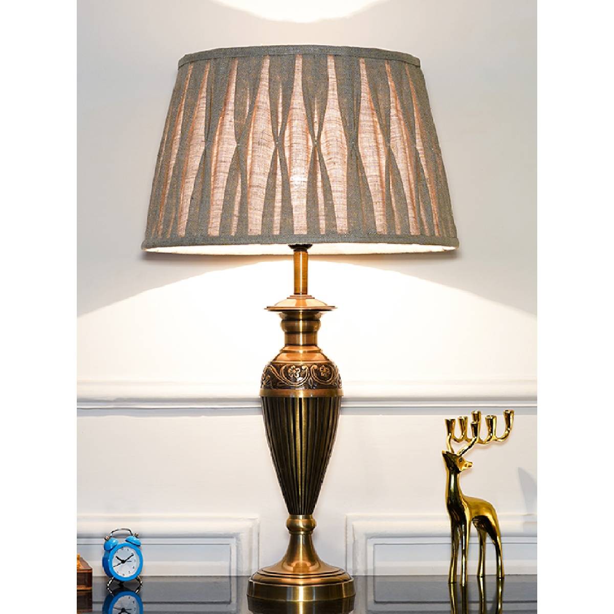 Buy Kapoor Lamp Shades Ingleby Antique Brass Table Lamp with Black ...