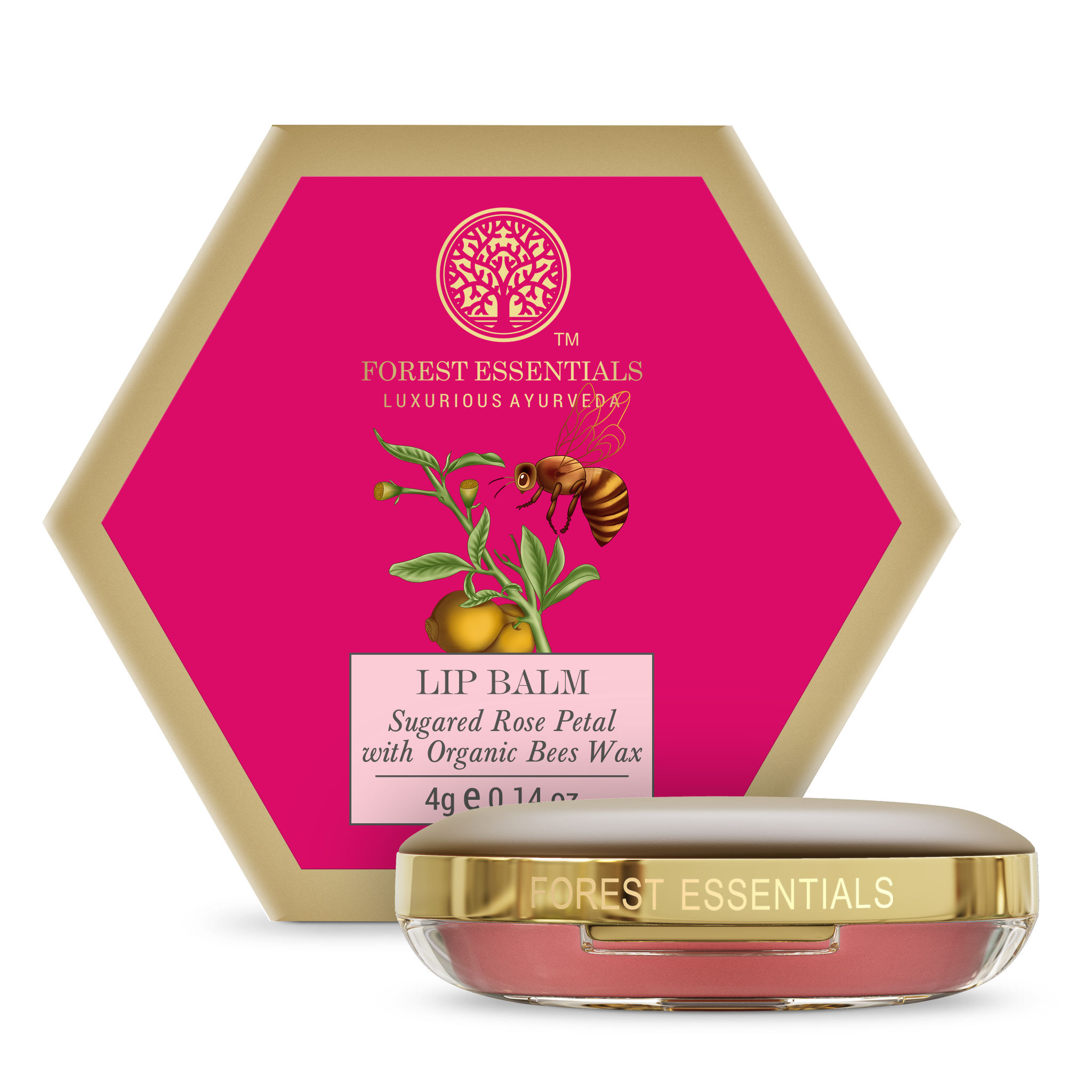 Forest Essentials Luscious Lip Balm Sugared Rose Petal Lips
