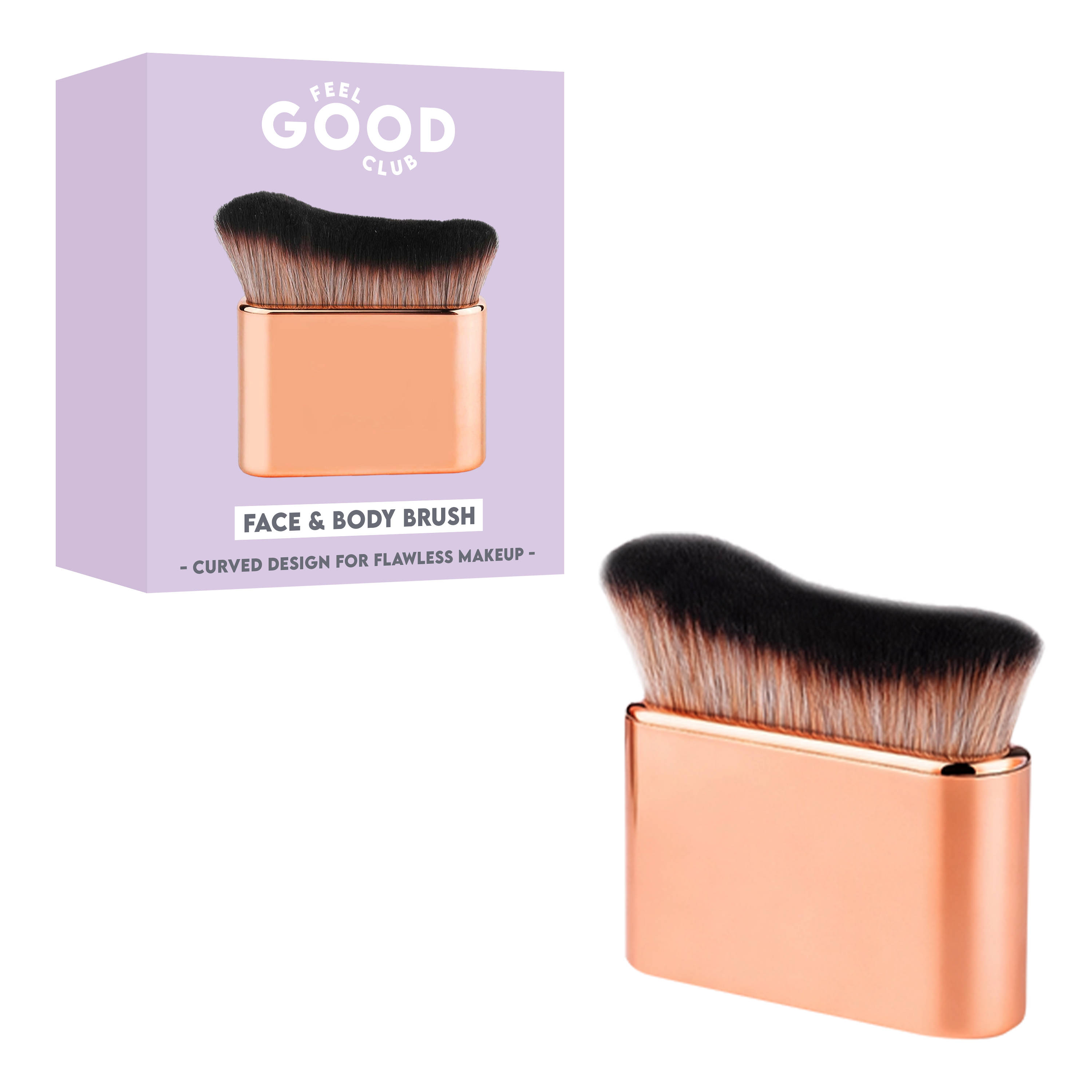 Feel Good Club Face & Body Makeup Curved Brush For Blending Foundation Bronzer Highlighter & Powder