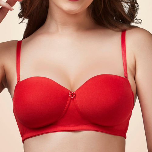 Trylo Nina Women Detachable Strap Non Wired Padded Bra - Red (32B)