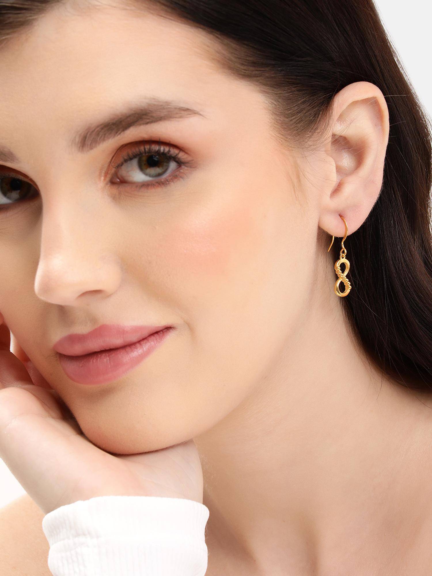 Carlton London 18Kt Gold Plated Infinity Drop Earrings