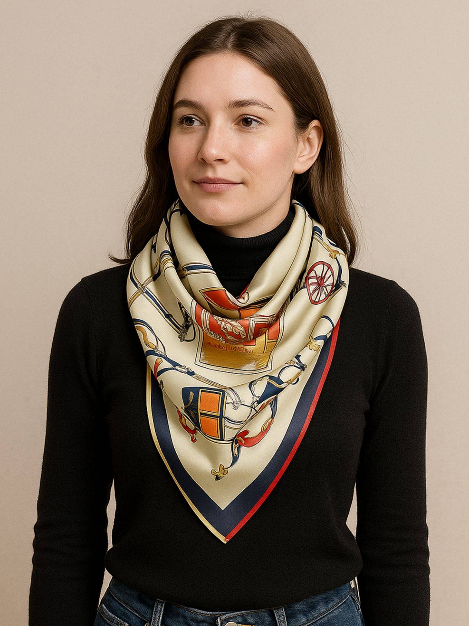 Alvaro Castagnino Women Cream Printed Polyester Stole