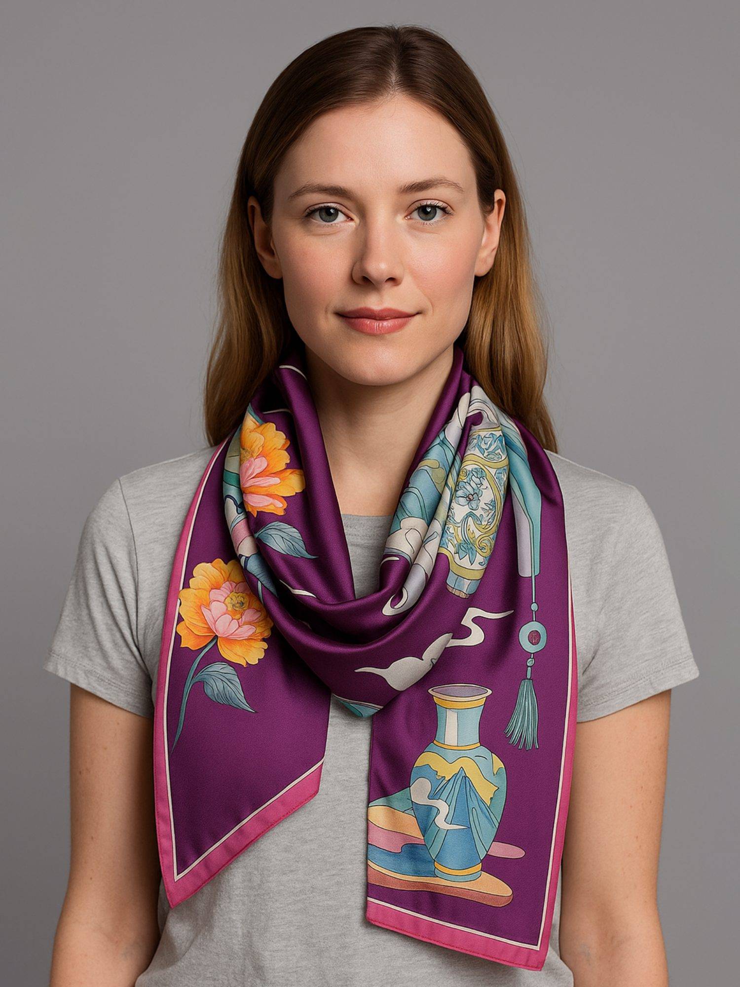 Alvaro Castagnino Women Purple Printed Polyester Stole