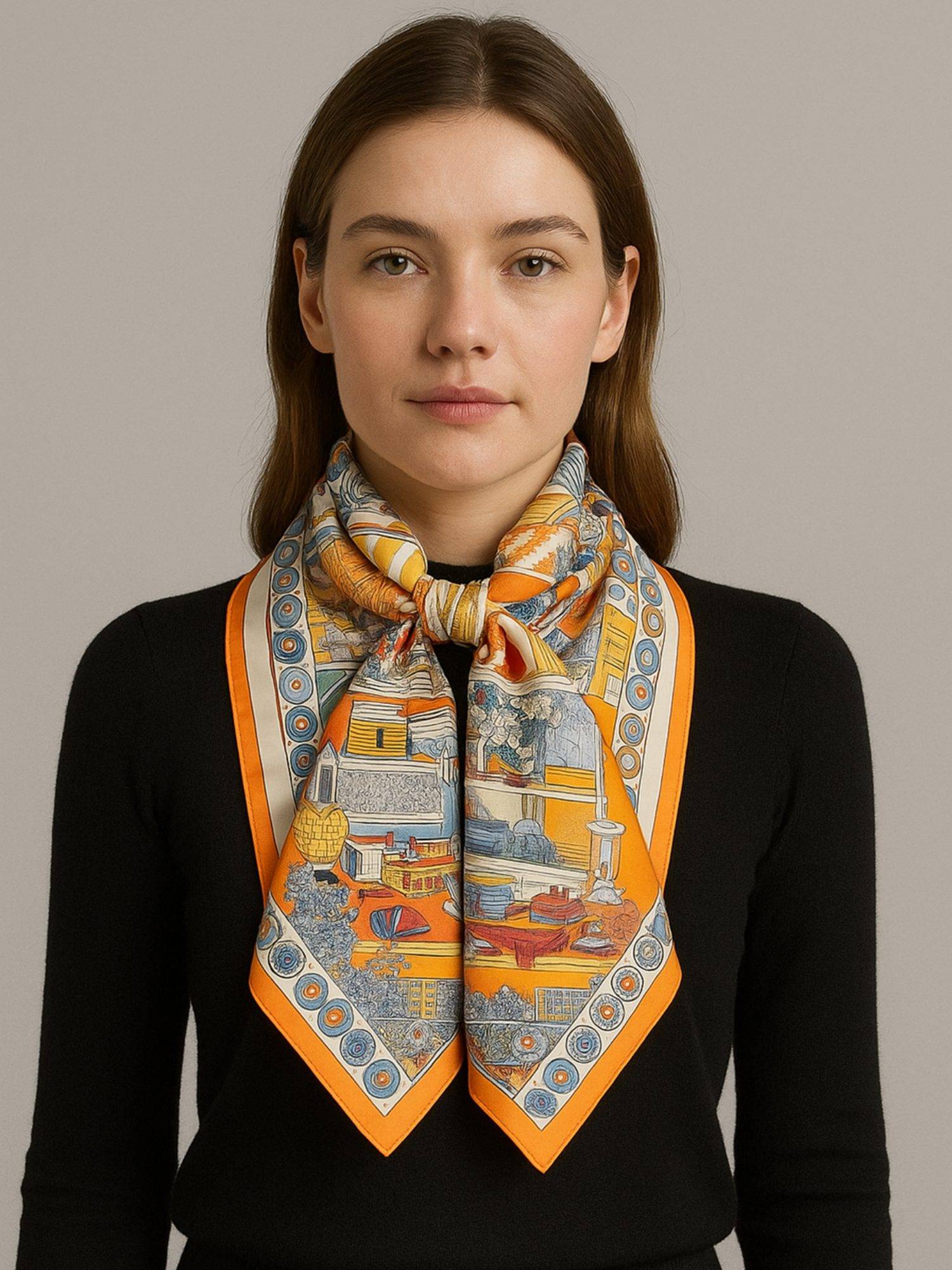 Alvaro Castagnino Women Orange Printed Polyester Stole