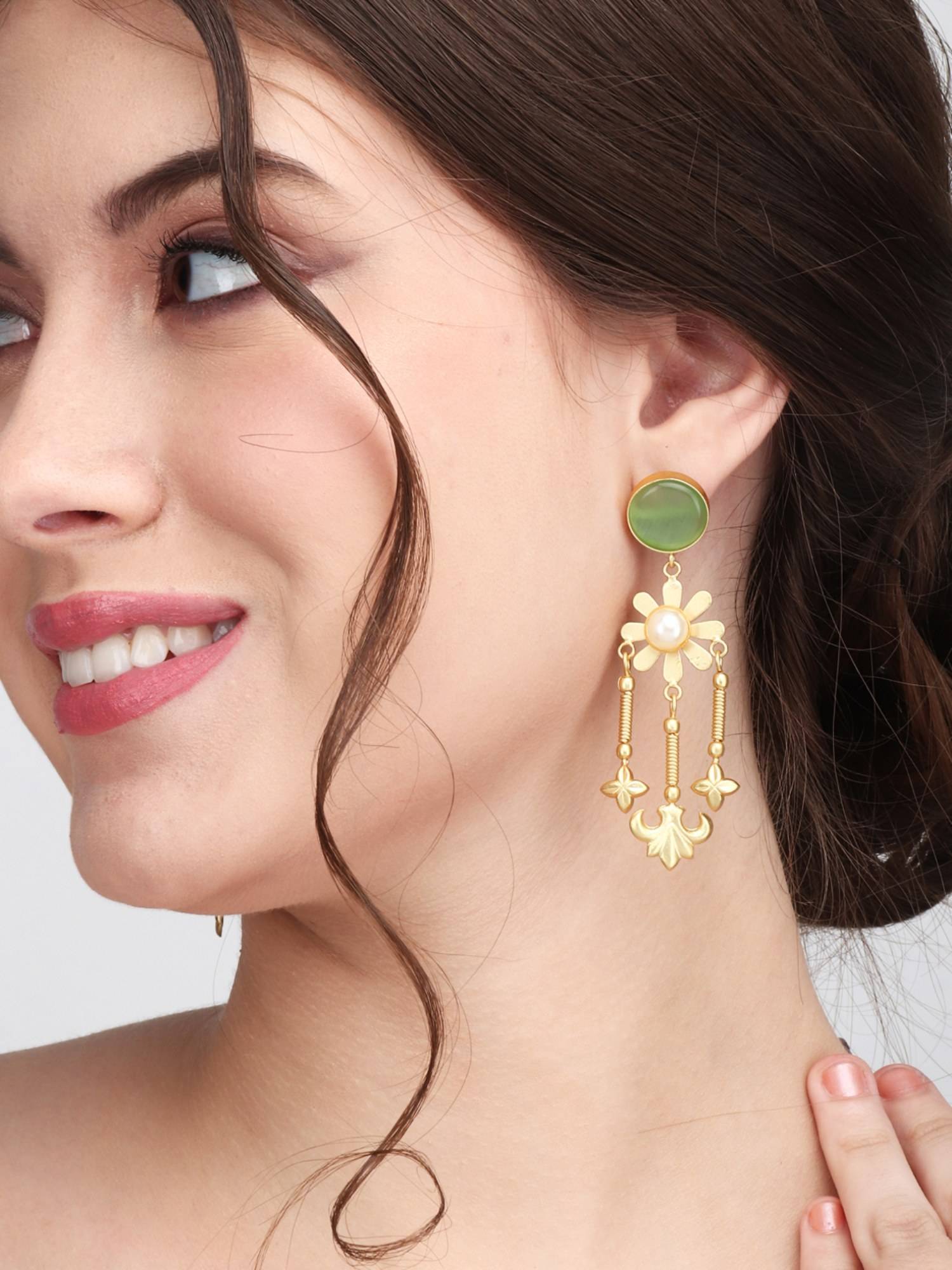 Anvik Pastel Bloom Pearl Dangler Earrings